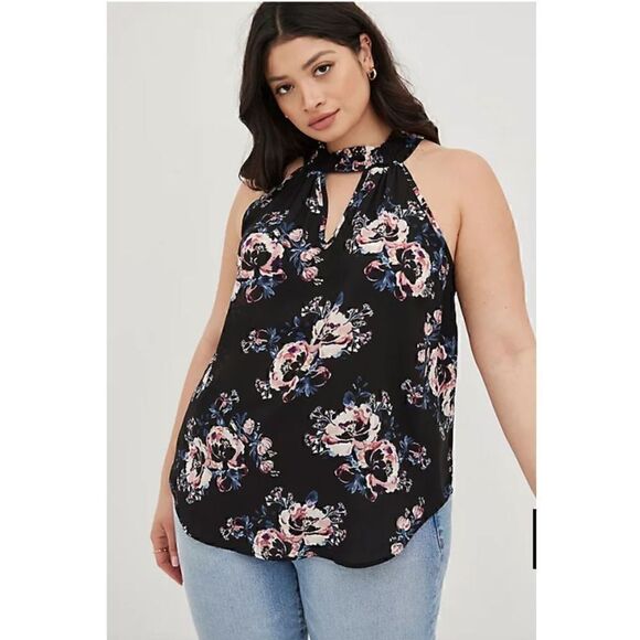 Torrid Keyhole Halter Floral Tank (Sz 5) - Picture 1 of 7